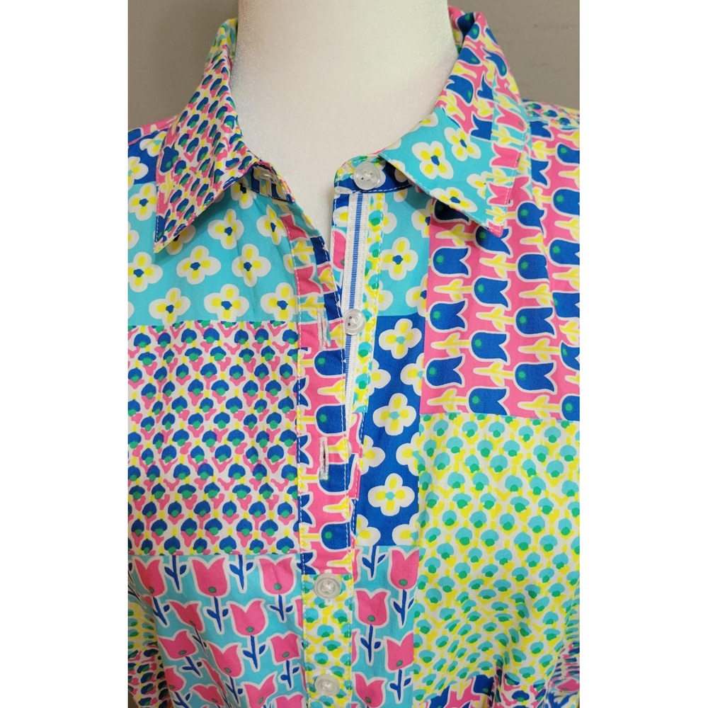 Talbots Island Patchwork Belted Shirt Dress - Picture 4 of 7